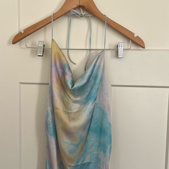 ZARA Tie Dye Satin Slip Midi Dress - Picture 11 of 14